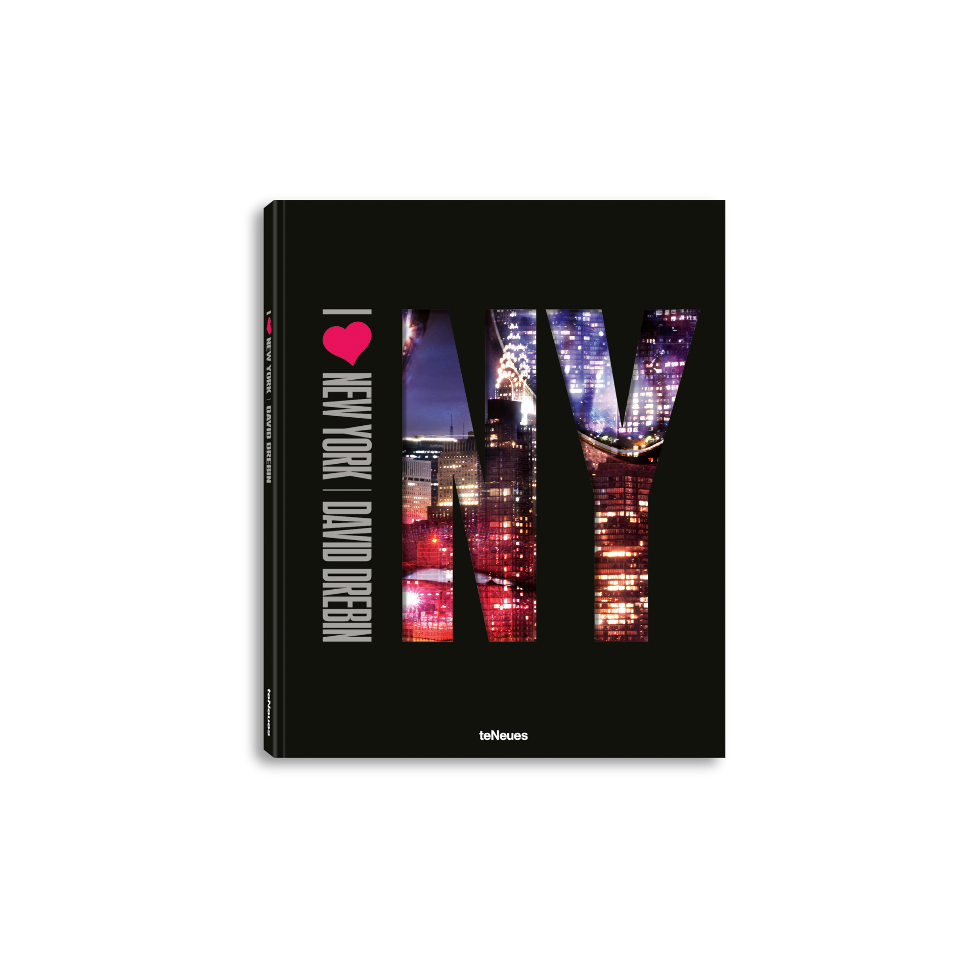 Book titled 'I ❤️ New York' with cityscape design on a black background