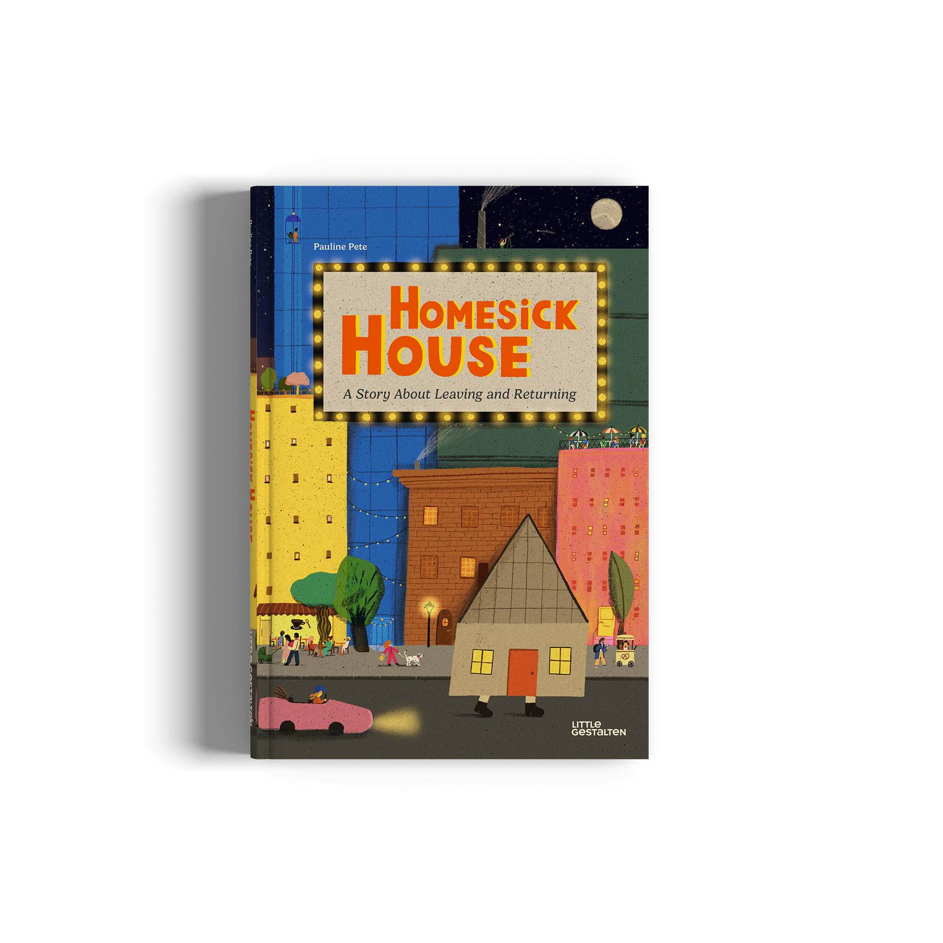 Book titled 'Homesick House' with colorful illustration on a white background