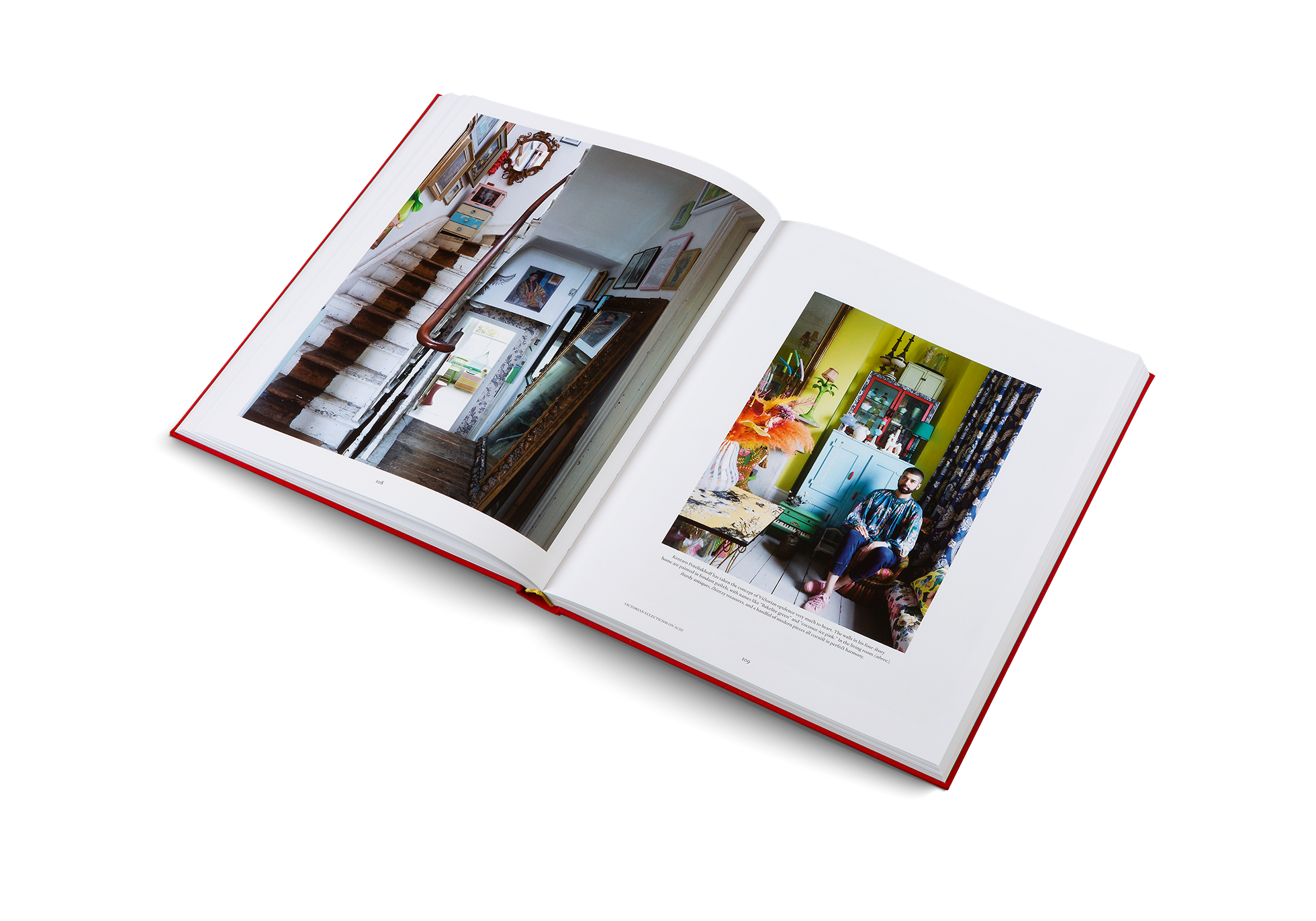 Kentaro Poteliakhoff has taken the concept of Victorian opulence very much to heart. The walls in his four-story home are painted in fondant pastels, with names like “Bakelite green” and “coconut-ice pink.” Kentaro’s apartment is featured in Living to the Max by gestalten.