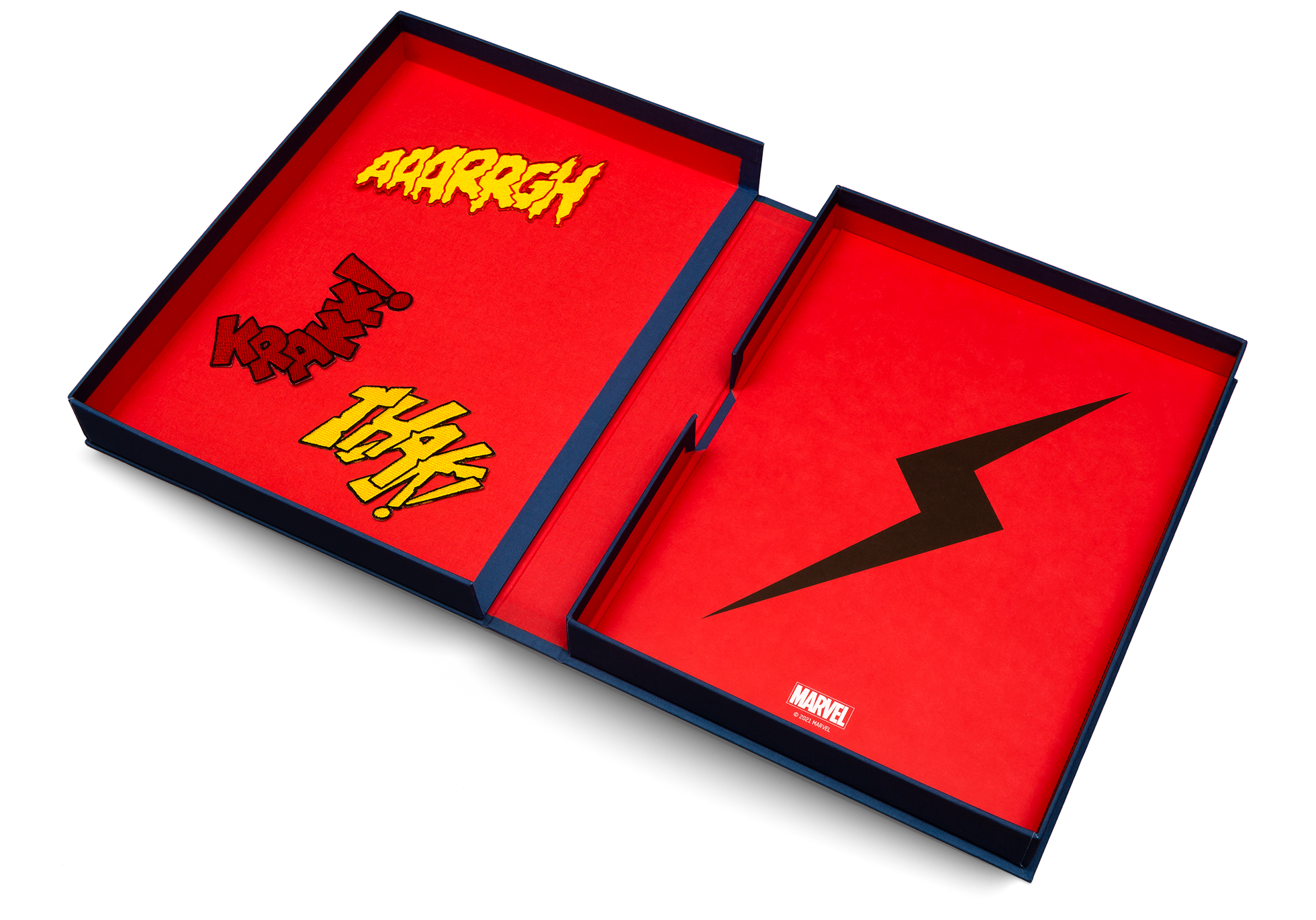 The box of Marvel By Design - Special Edition contains three graphic fabric patches