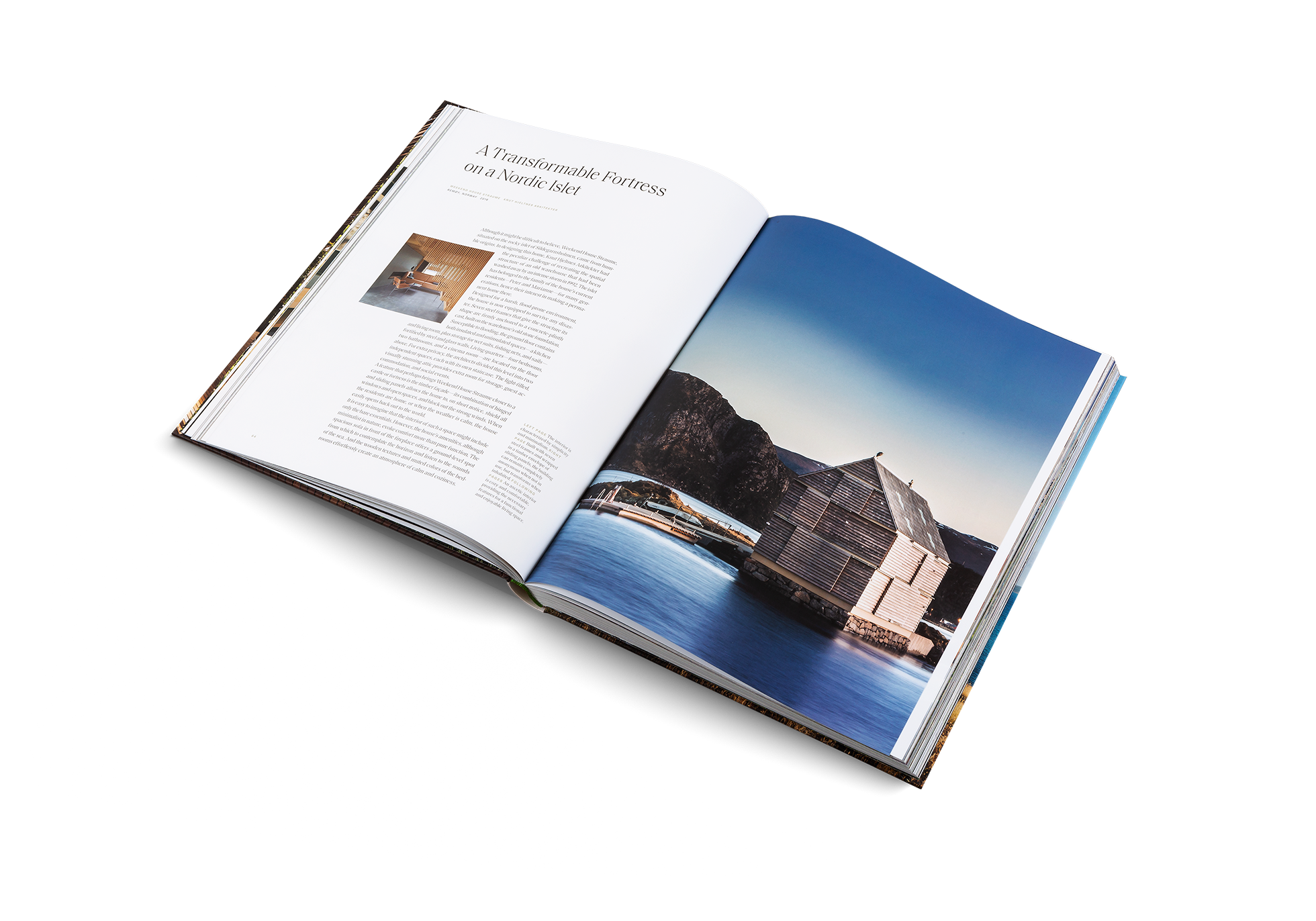 Weekend House Straume by Knut Hjeltnes Arkitekter is a transformable fortress on a Nordic islet. Built with seven steel frames and wrapped in a timber envelope of sliding panels, the building can remain completely anonymous when not in use, but transforms when inhabited. Discover more about this project in Sublime Hideaways by gestalten.