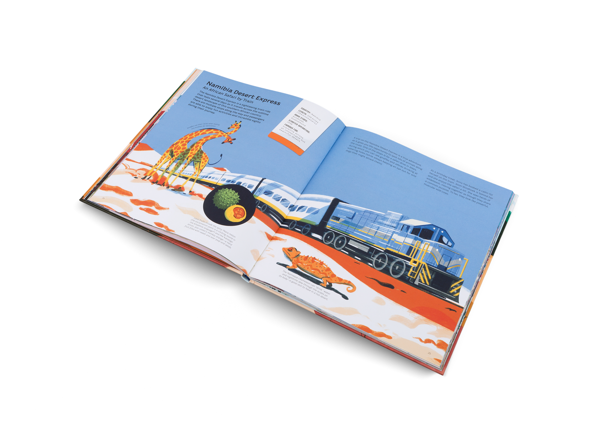 The Namibia Desert Express is a sightseeing train ride that lasts several days as it travels across the sublime desert landscape of this southern-African country. There are multiple stops along the way and passengers are able to enjoy fun activities and incredible sights during their journey. Tales of the Rails takes you in an African Safari by train.