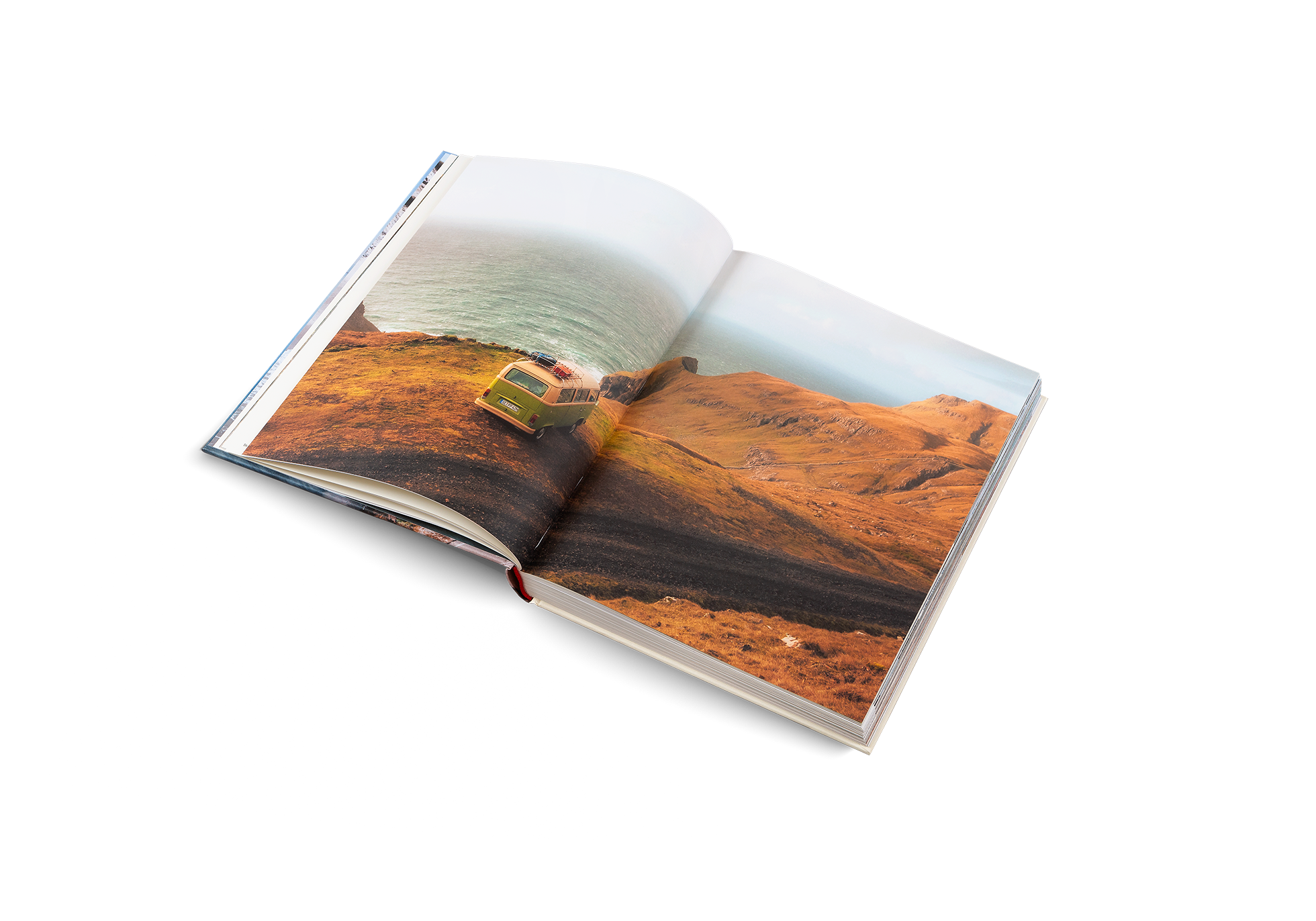 A van facing the sea in The Getaways by gestalten.