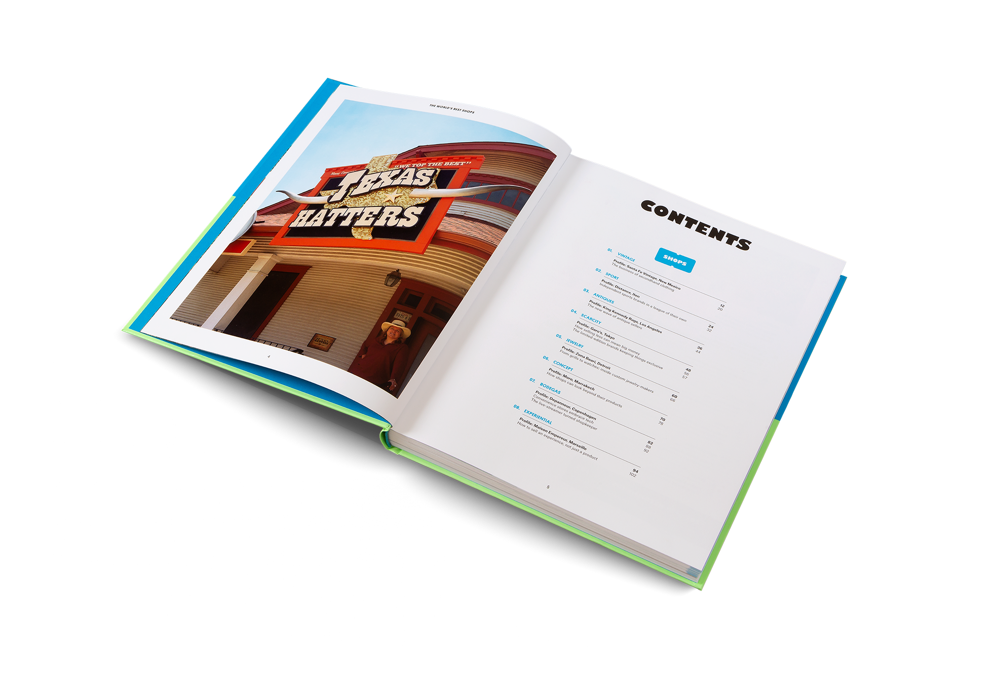 The table of contents of The World's Best Shops by Courier Magazine and gestalten.