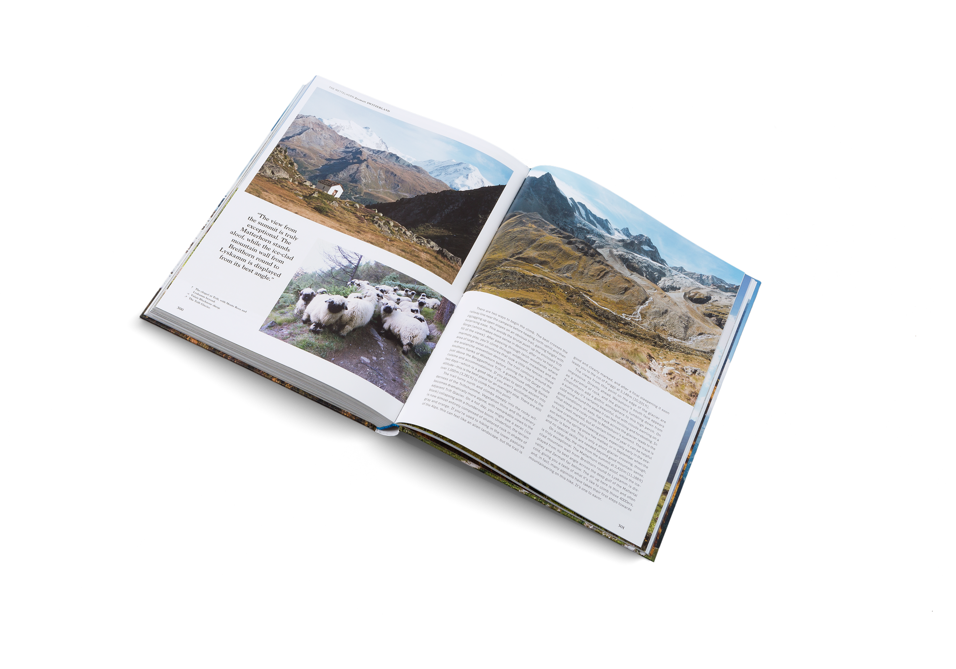 The Matterhorn stands aloof, while the ice-clad mountain wall from Breithorn round to Lyskamm is displayed from its best angle. Discover Zermatt in Switzerland with Wanderlust Europe by gestalten