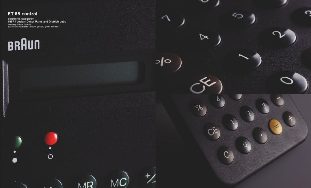 The ET 66 Control Braun is an electronic calculator, designed by Dieter Rams and Dietrich Lubs. Discover more about it in Less and More: The Design Ethos of Dieter Rams by gestalten.