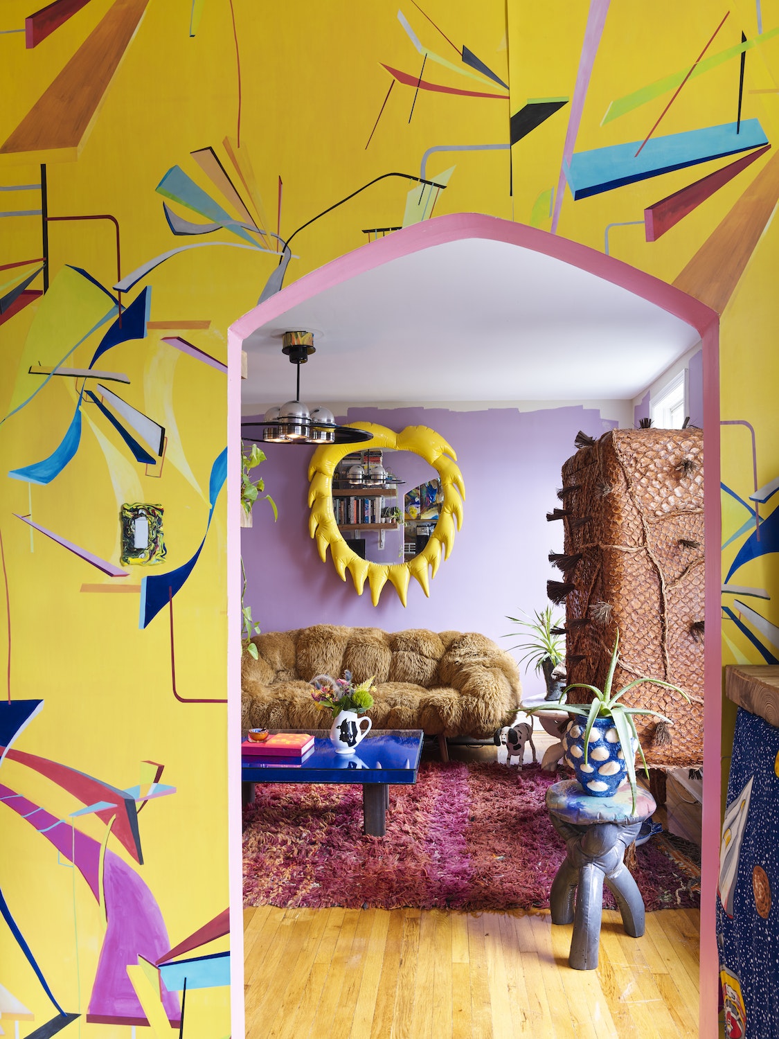 The styling in this apartment by Misha Kahn not only attempts to push the boundaries of maximalism to the next level, at times it succeeds. A graduate of Rhode Island School of Design, Minnesota-born Kahn is known for an experimental approach to furniture and lighting design with which he reinvents established techniques, often incorporating found materials and refuse, to create pieces that are outlandish in both form and function. Find out more about this project in Living to the Max.