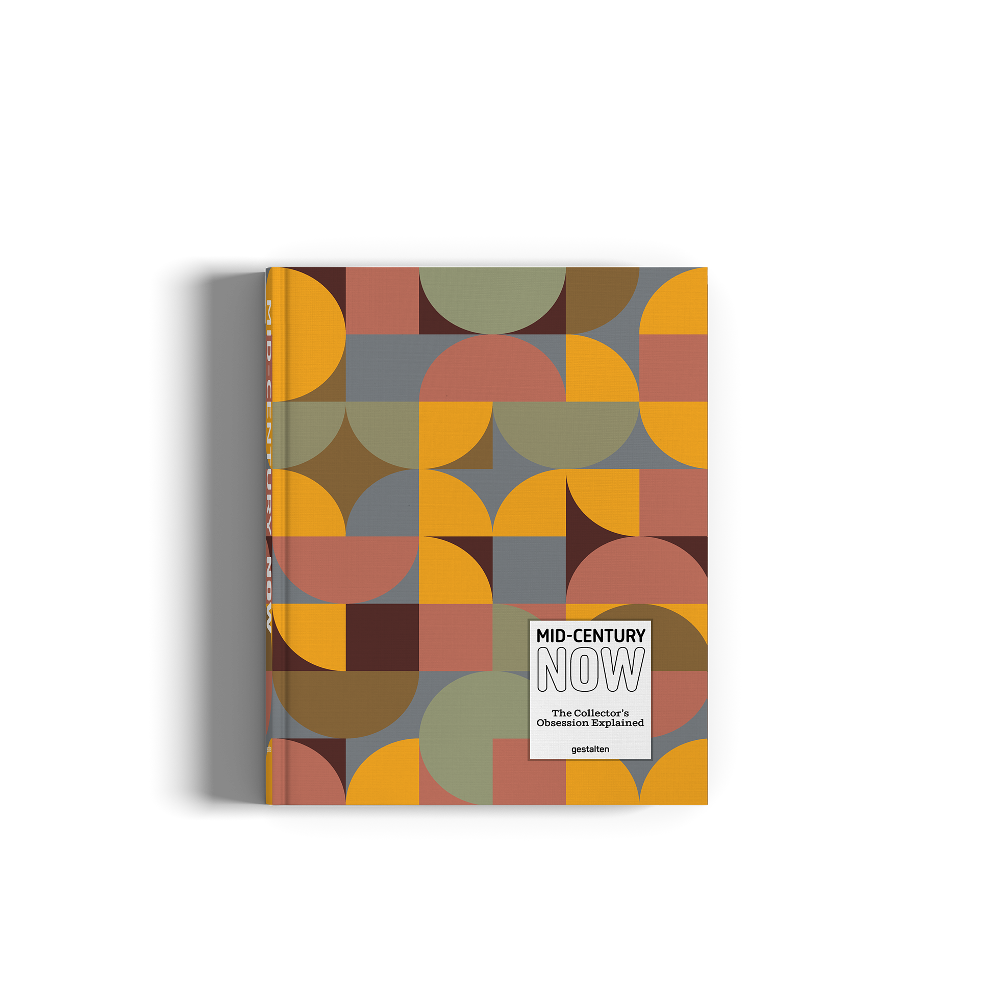 A hardcover book titled 'Mid-Century Now: The Collection's Essential Exploration' by gestalten, featuring a colorful retro geometric pattern on the cover, set against a plain white background with a soft shadow.