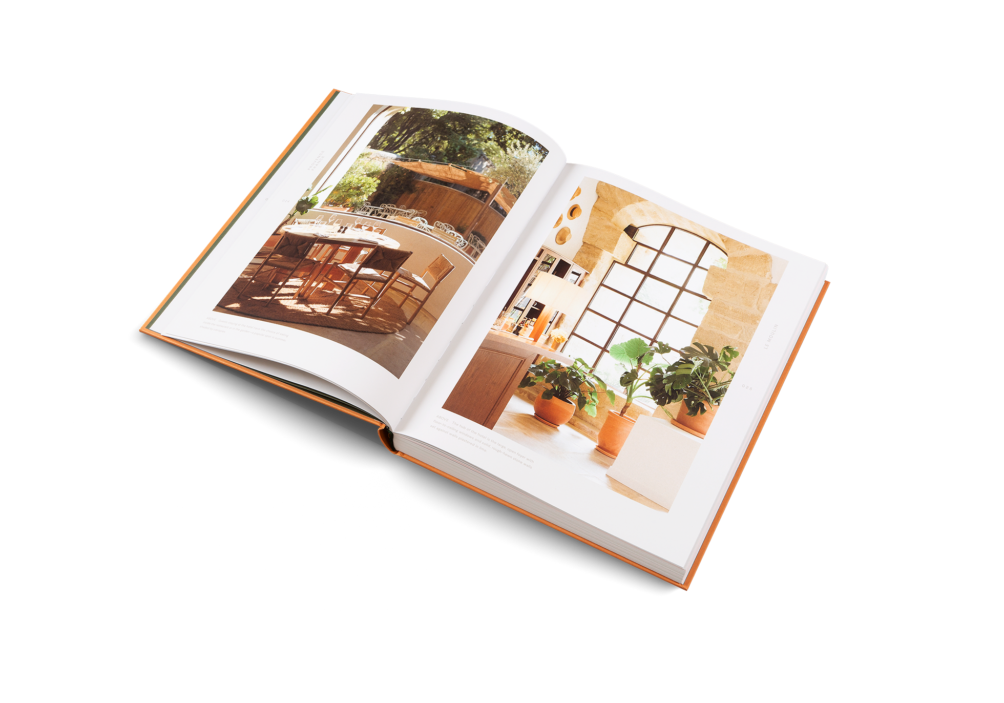 Guests staying at this hotel in Provence have the choice of eating inside the restaurant or in the garden—a popular spot in summer, shaded by canopies.