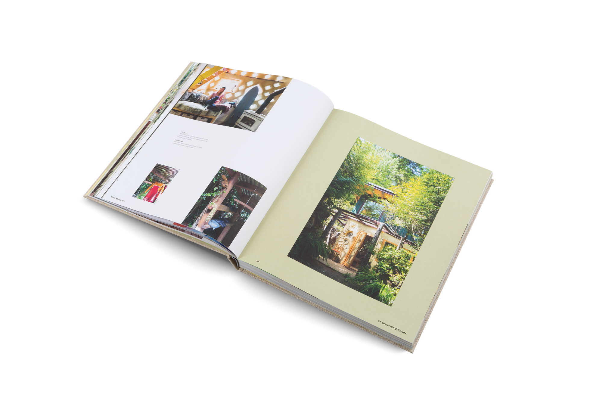 Explore Marie’s cylindrical, self-made, sustainable mud house and surf shack among the trees on the Vancouver Island, Canada