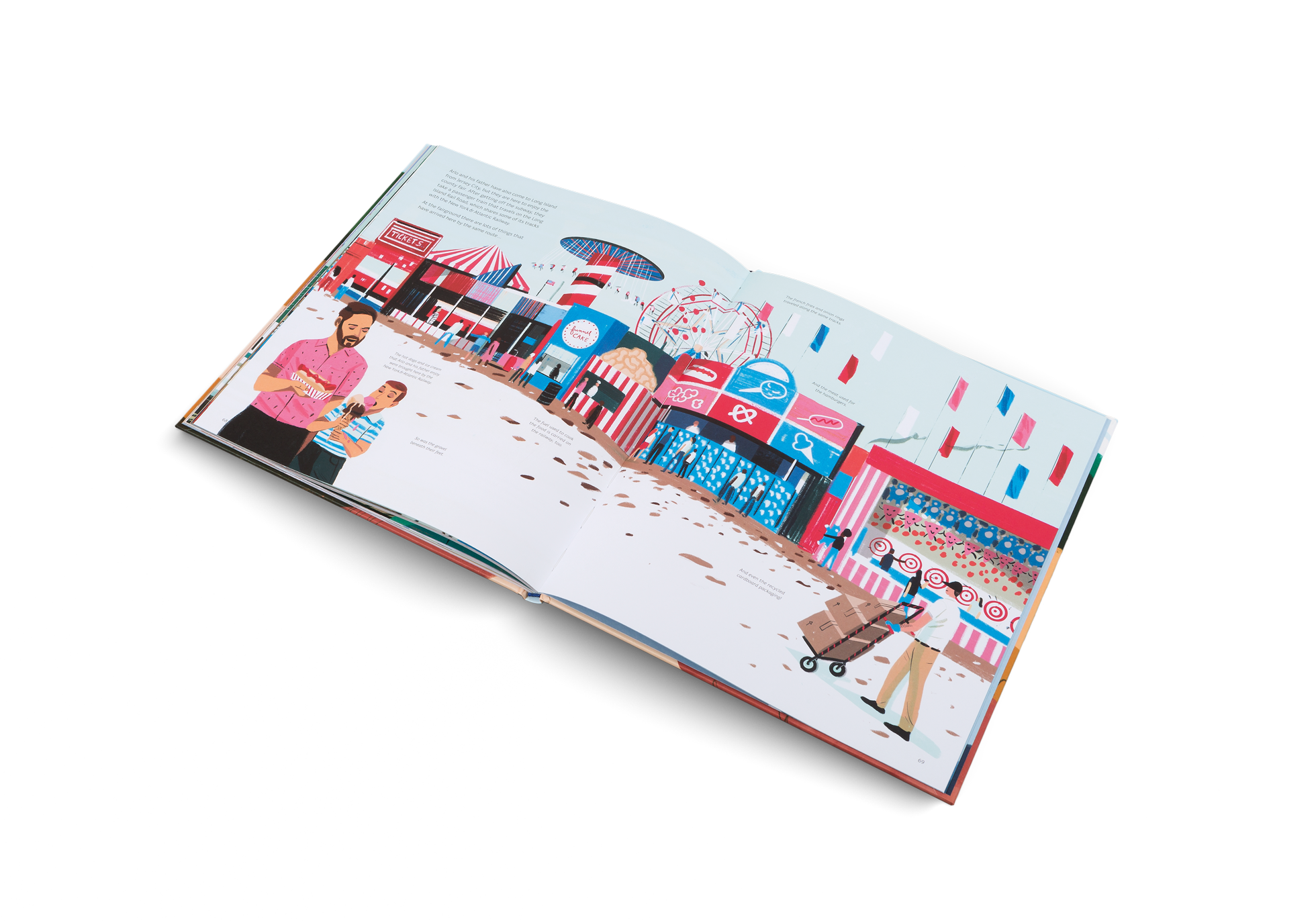 After getting off the subway, they take a passenger train that travels on the Long Island Rail Road, which shares some of its tracks with the New York & Atlantic Railway. Meet Arlo and his father in Tales of the Rails by Little Gestalten