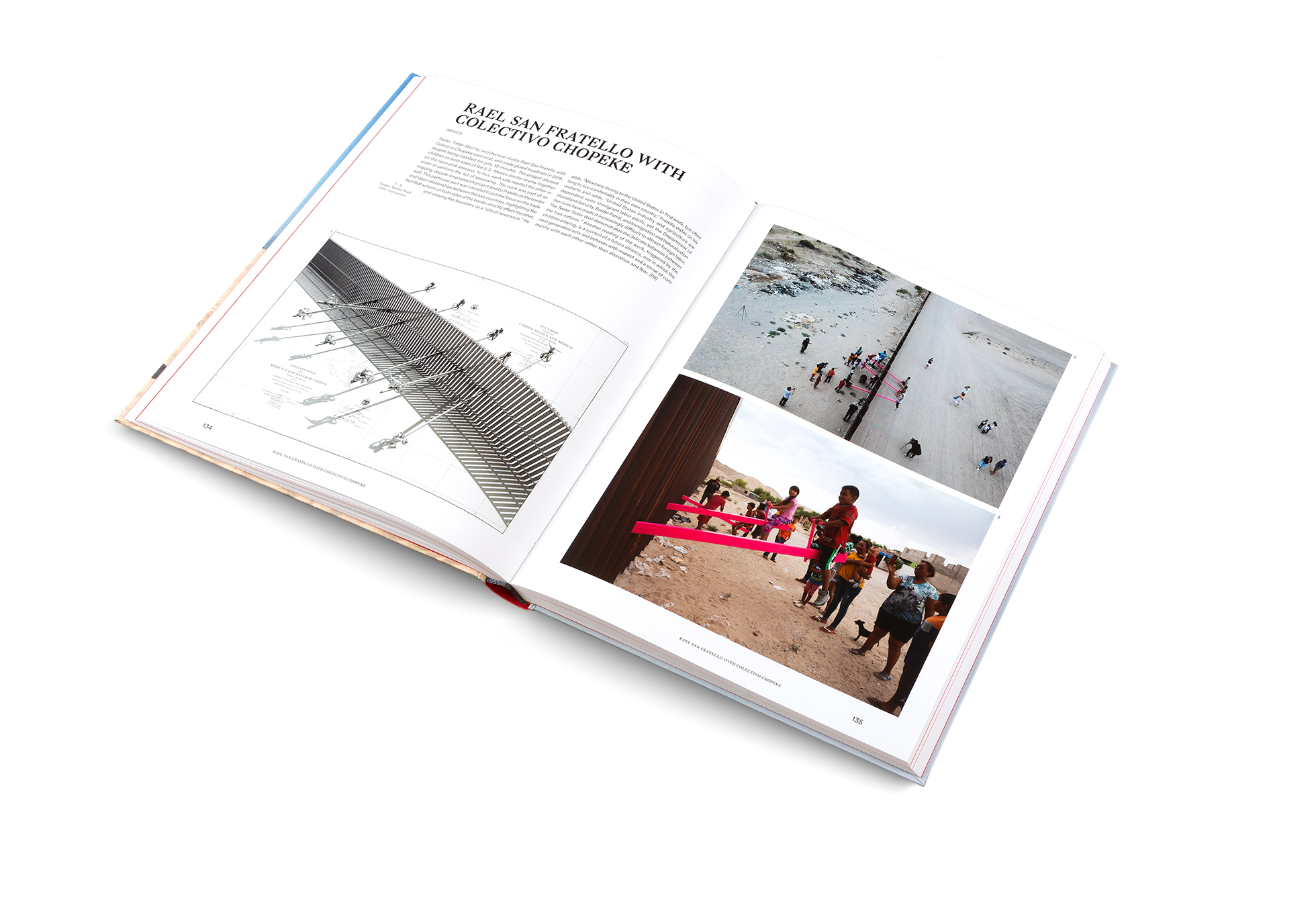 Teeter Totter Wall by architecture studio Rael San Fratello with Colectivo Chopeke went viral, and made global headlines in 2019, despite being installed for only 30 minutes. The project allowed children on both sides of the U.S.-Mexico border to play together on the neon pink seesaws. Learn everything about it in The Art of Protest by gestalten