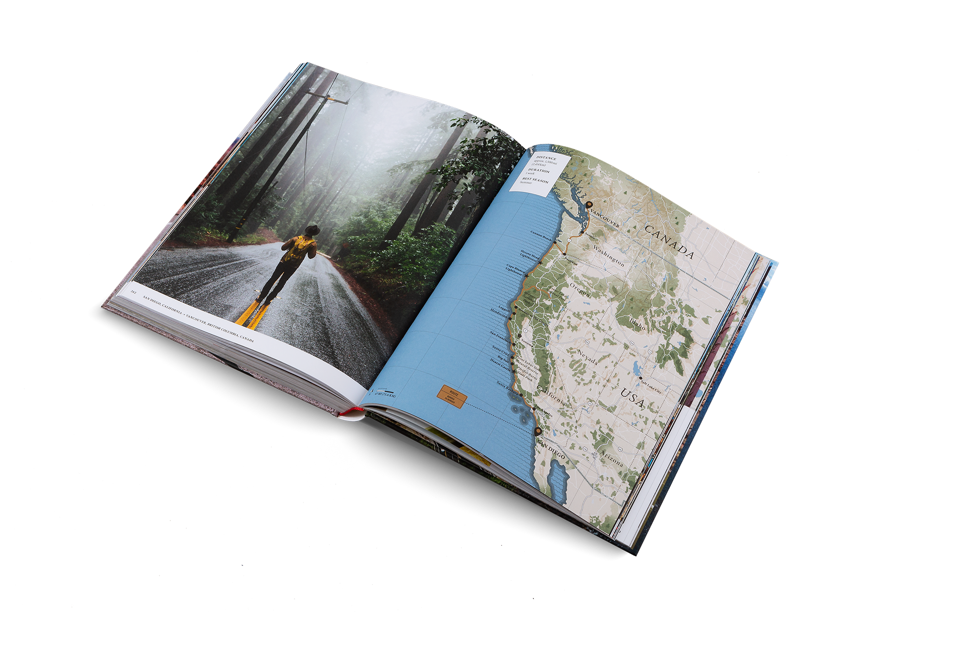 Find your way from San Diego, California to Vancouver, British Columbia in The Great American Road Trip, a book by gestalten.