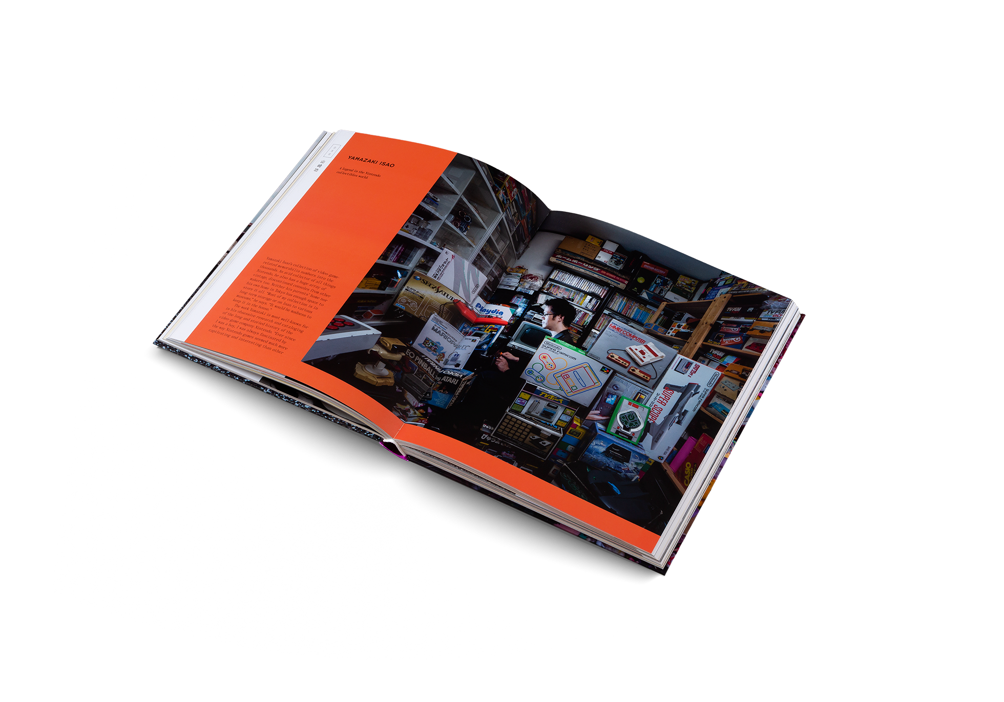 Yamazaki Isao’s collection of video-game- related memorabilia numbers into the thousands. An avid collector of all things Nintendo, he also has a huge array of vintage, discontinued consoles from other makers too. Neither his parents’ home nor his own home in Tokyo has enough space to store it all. “Most of my collection is in long-term storage or on loan to various museums,” he says. “It would be madness to keep it in the house.”