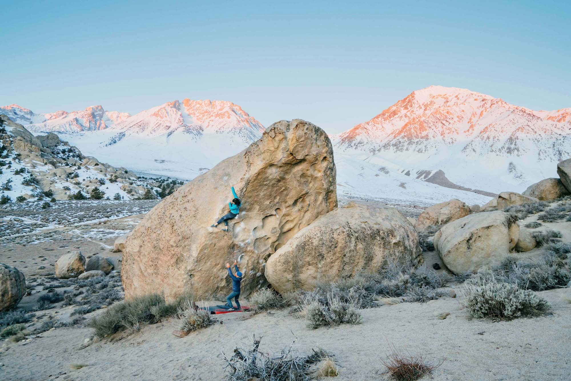 Two rock climbers in Bishop, California
