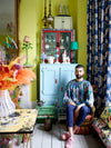 Kentaro Poteliakhoff in his maximalist apartment. His flat is featured in Living to the Max.
