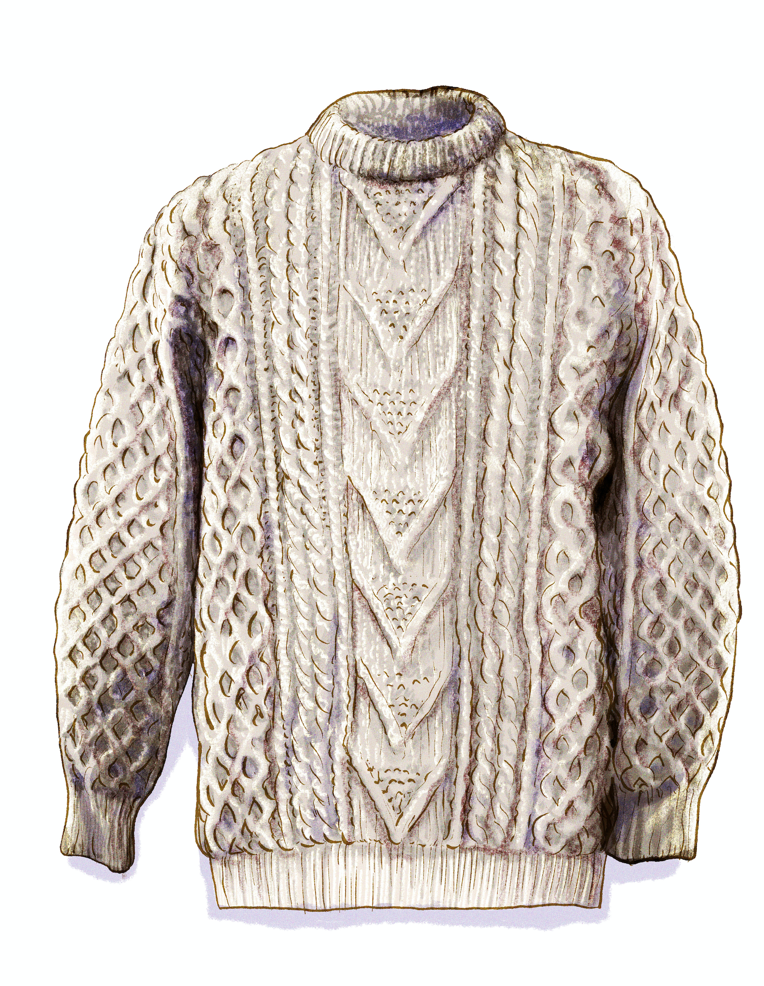 Friend to the seafarer, the chunky and oversized sweater from Galway Bay was the fisherman’s Sunday best. This fascinating piece of clothe is also featured in The Rebel’s wardrobe.
