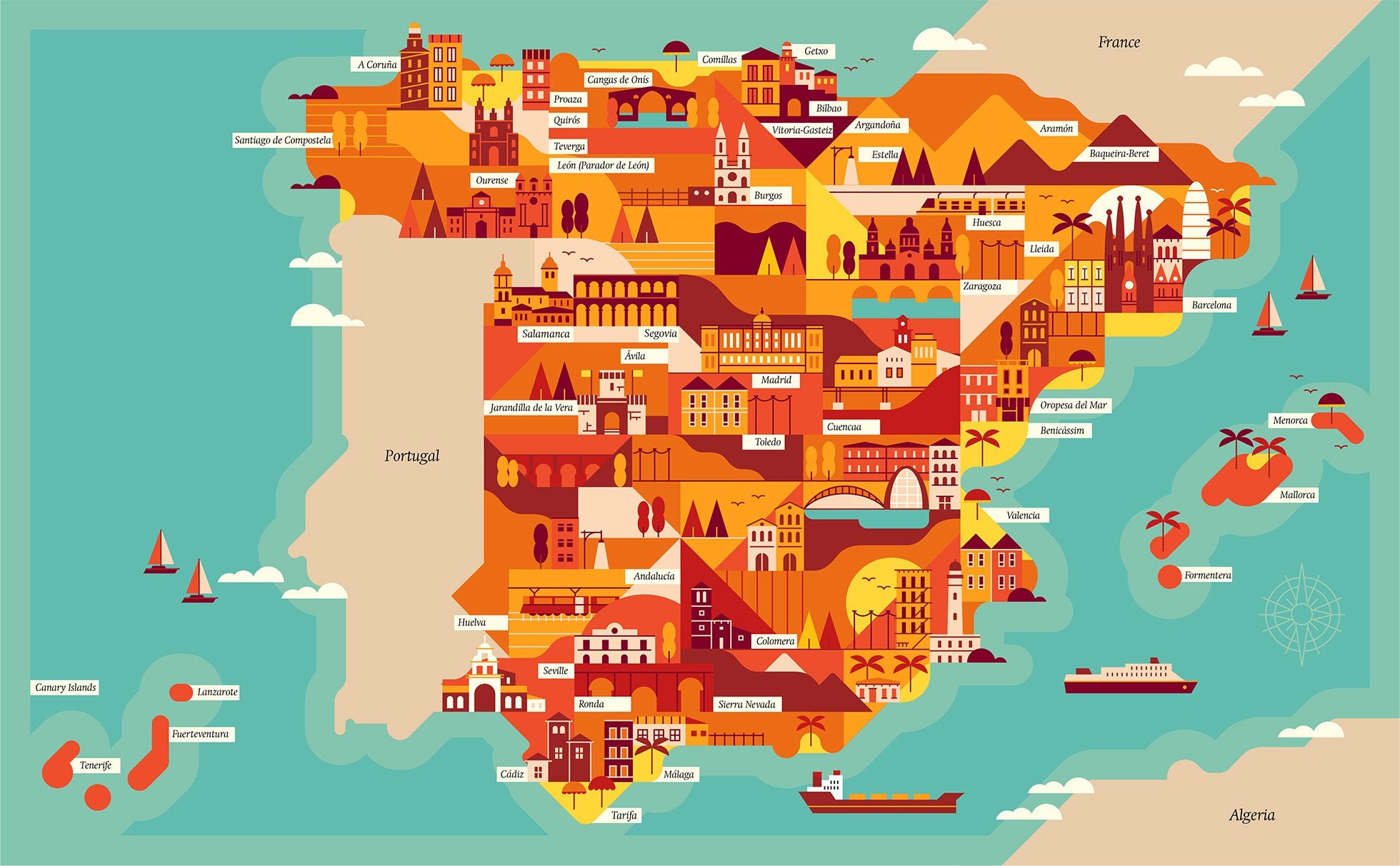 An illustrated map of Spain in A Map of the World