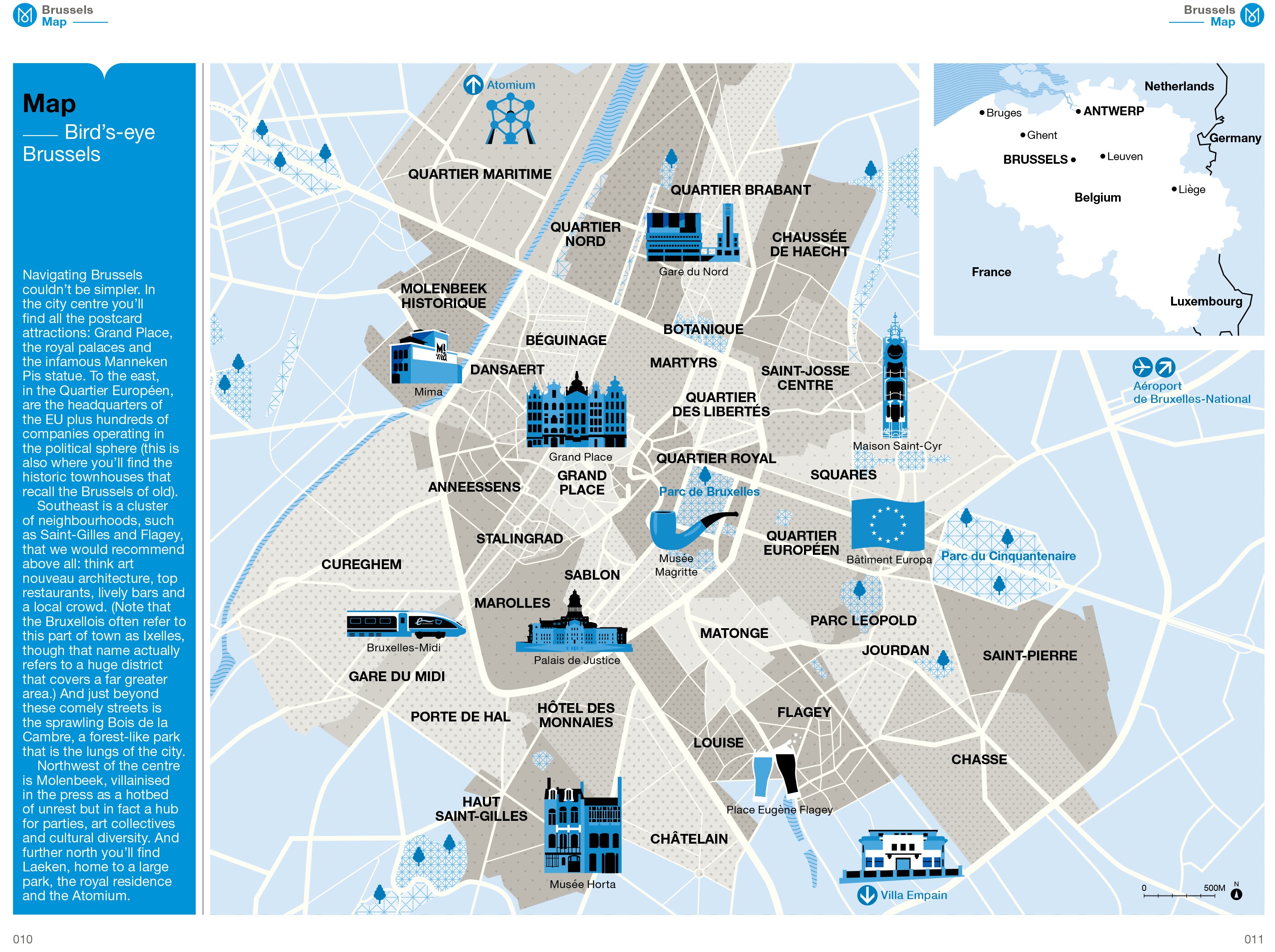 A map of Brussels in The Monocle Travel Guide to Belgium